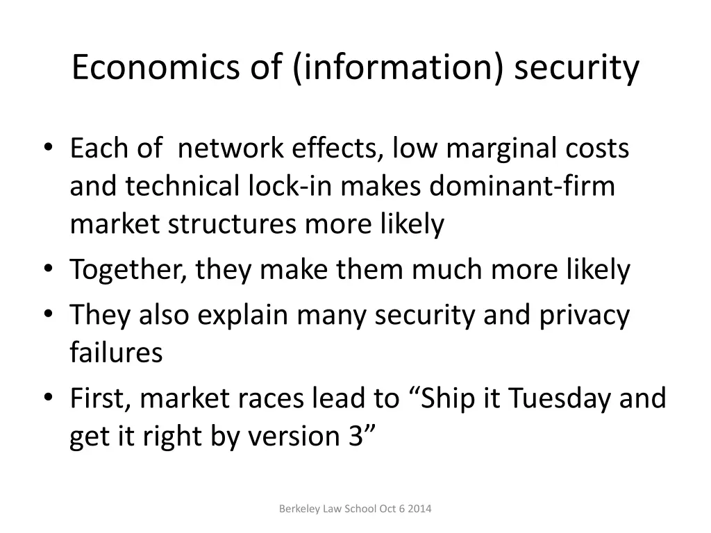 economics of information security