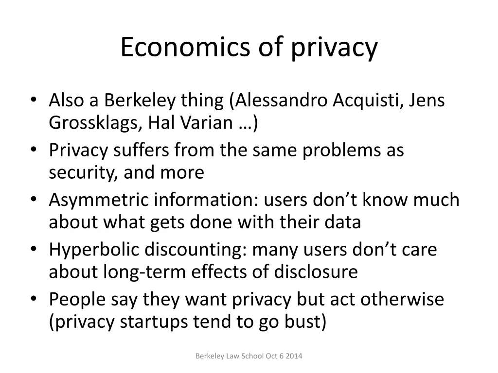 economics of privacy