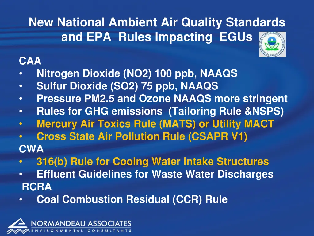new national ambient air quality standards