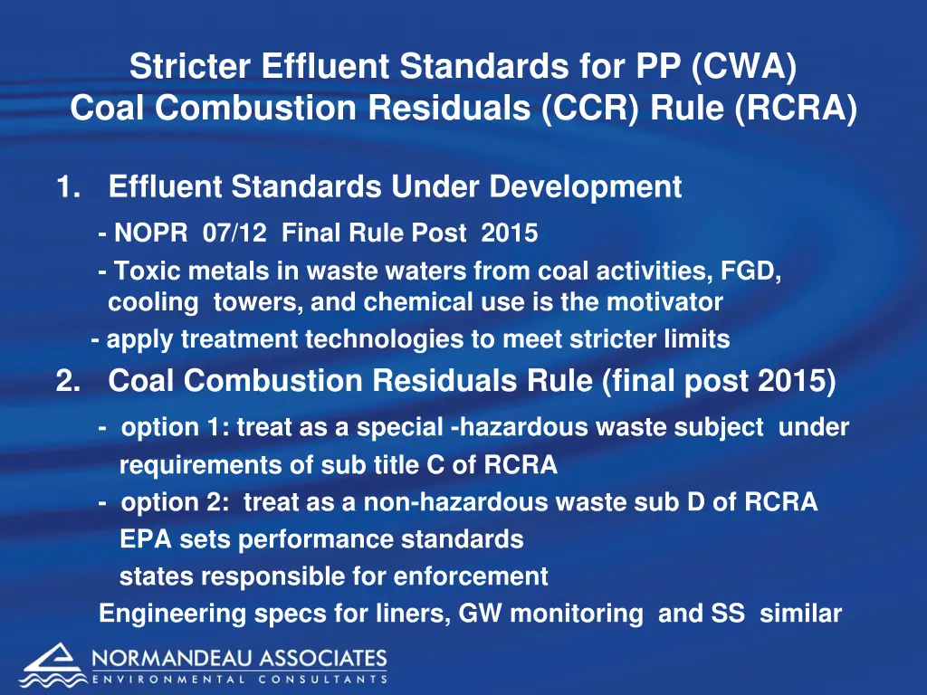 stricter effluent standards for pp cwa coal