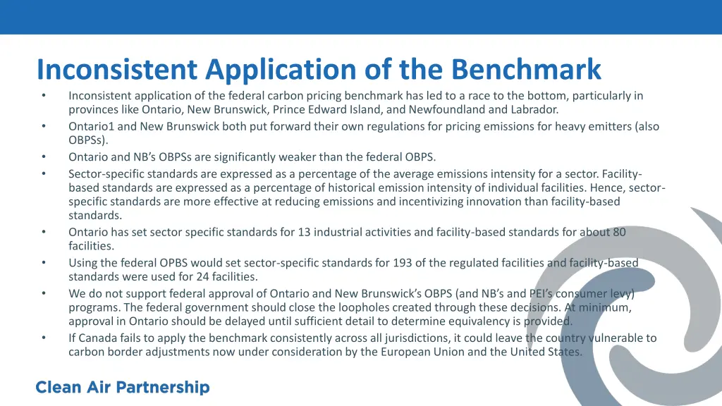 inconsistent application of the benchmark