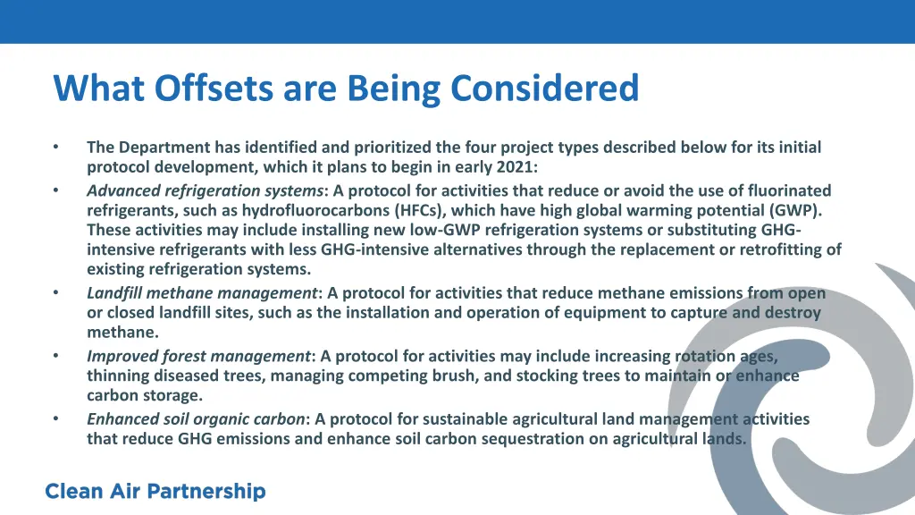 what offsets are being considered