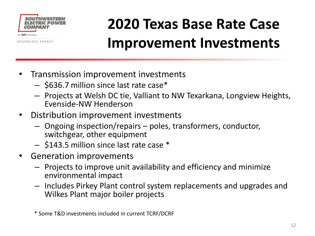 2020 texas base rate case improvement investments