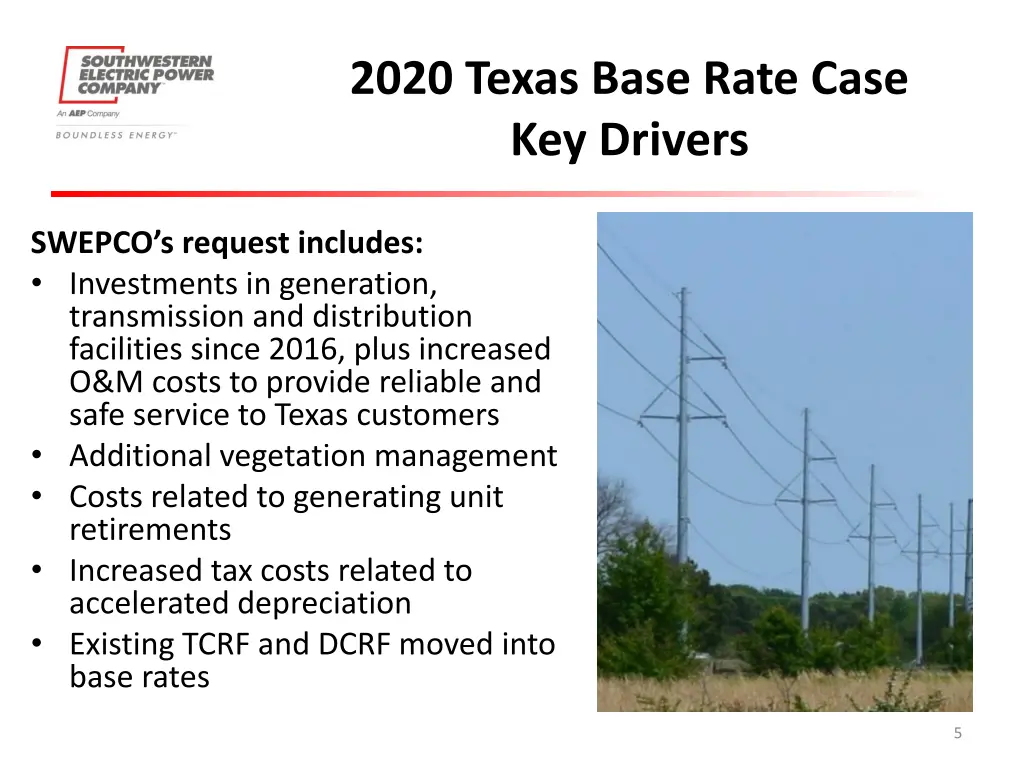 2020 texas base rate case key drivers