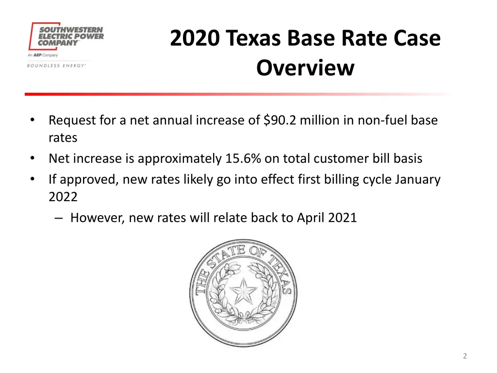 2020 texas base rate case overview