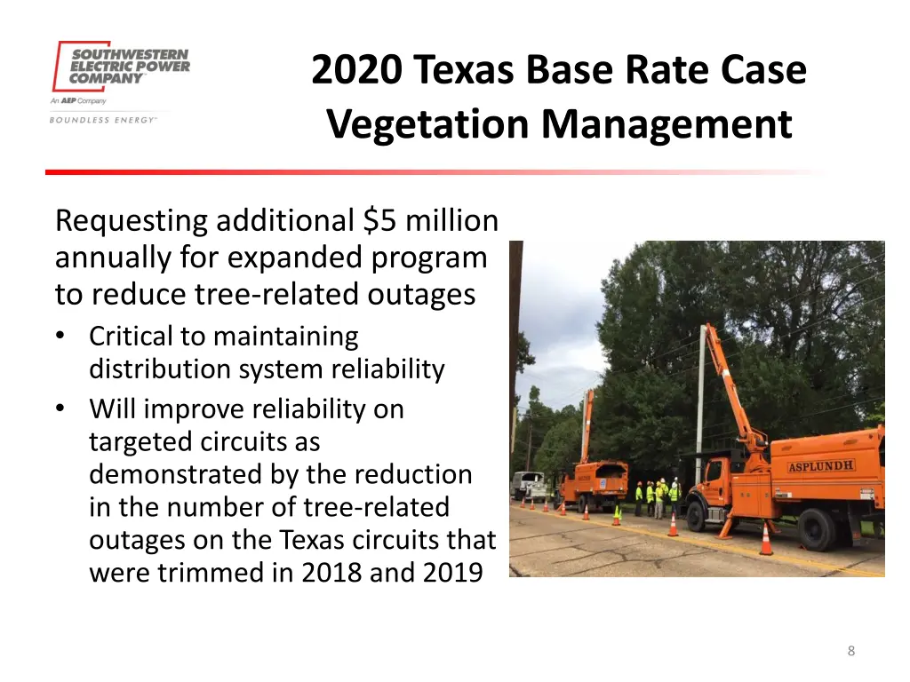 2020 texas base rate case vegetation management
