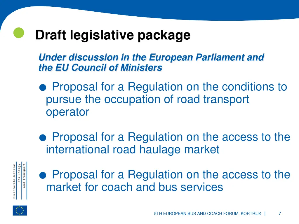 draft legislative package proposal