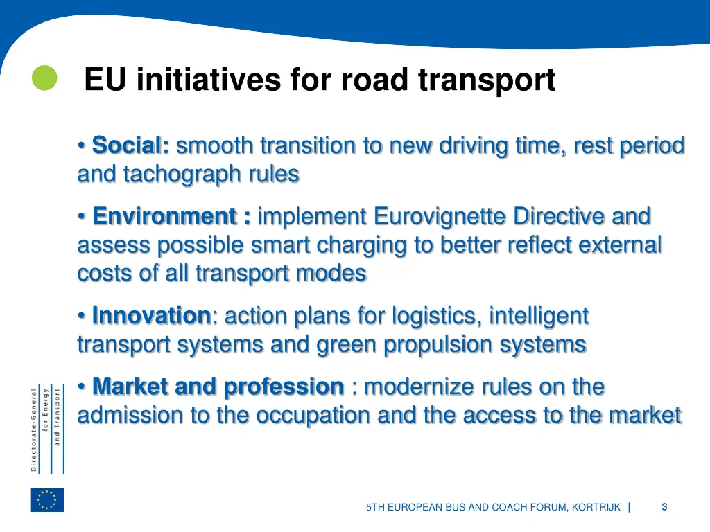 eu initiatives for road transport