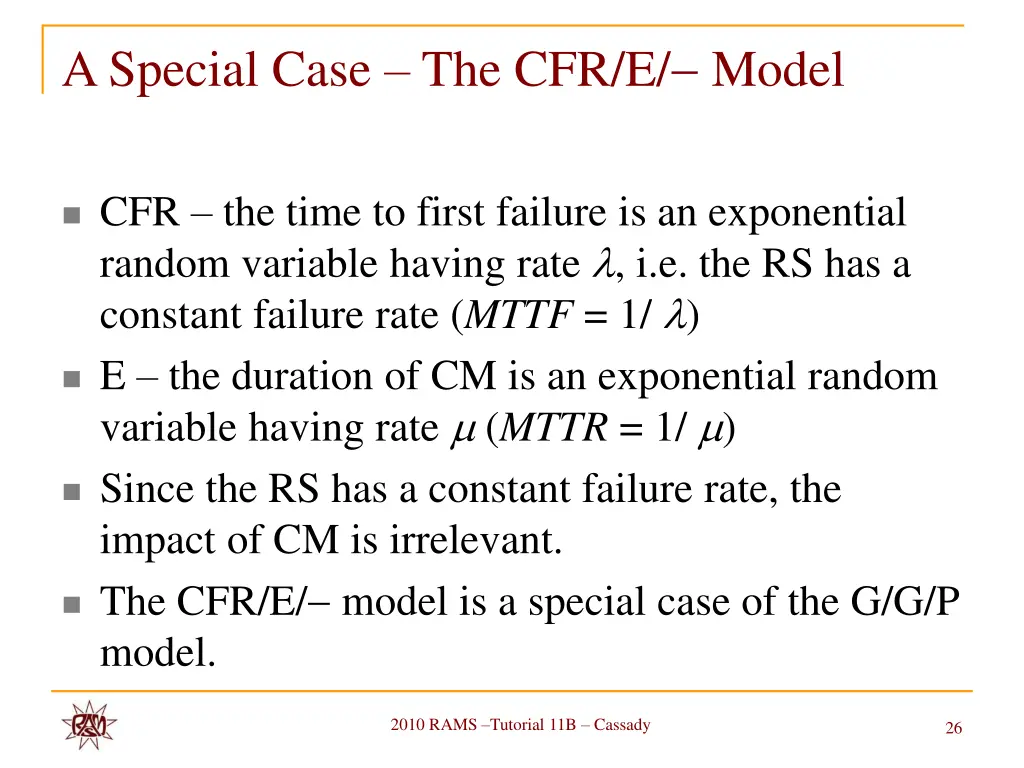 a special case the cfr e model