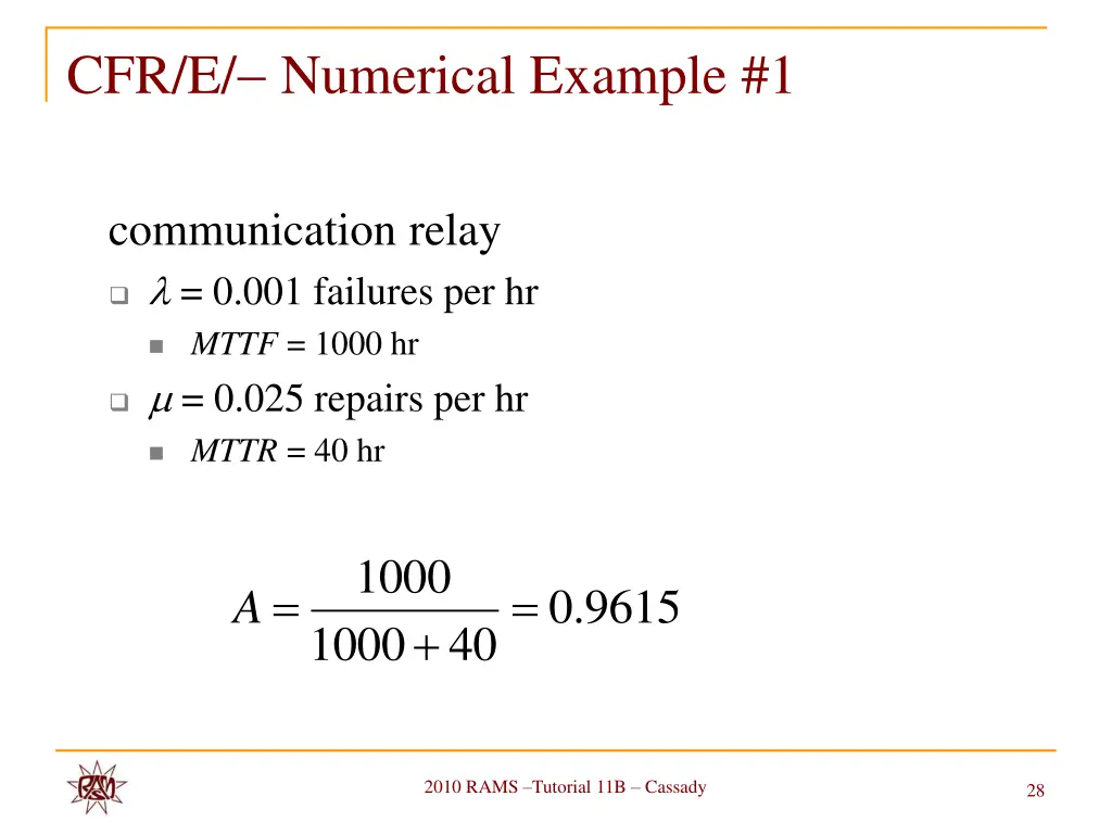cfr e numerical example 1