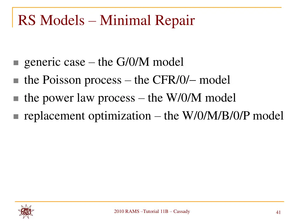 rs models minimal repair