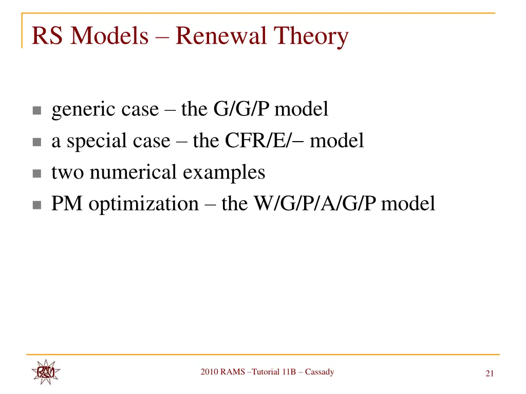 rs models renewal theory
