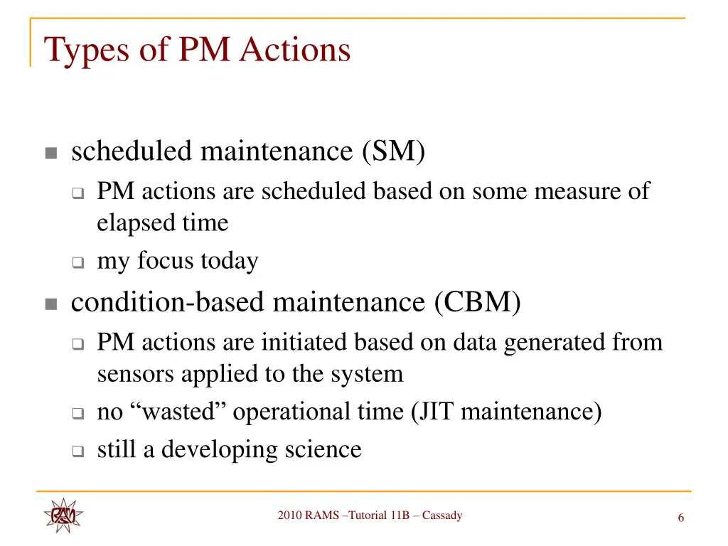 types of pm actions