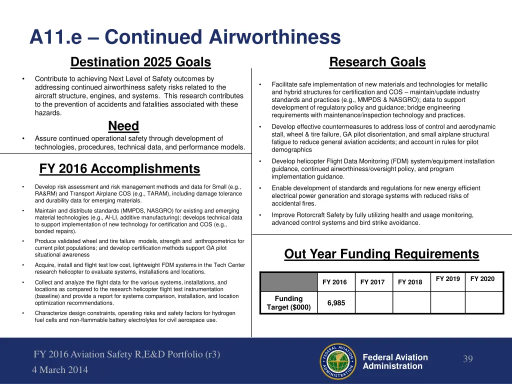 a11 e continued airworthiness destination 2025
