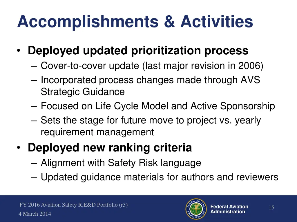 accomplishments activities