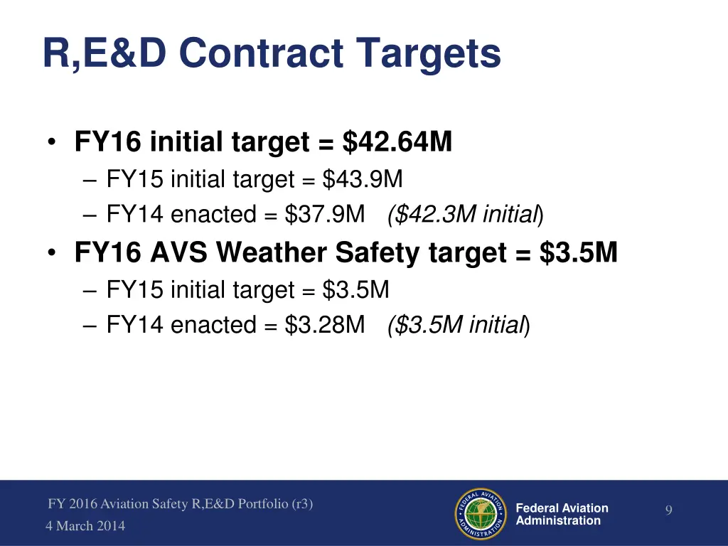 r e d contract targets