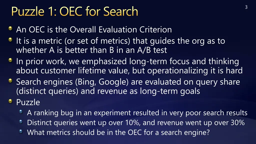 puzzle 1 oec for search an oec is the overall