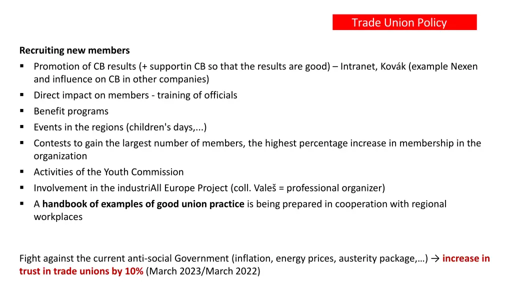 trade union policy 1