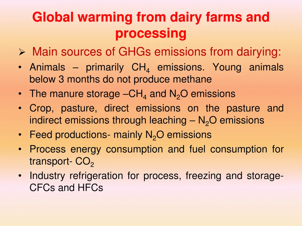 global warming from dairy farms and processing 1