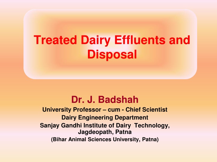 treated dairy effluents and disposal