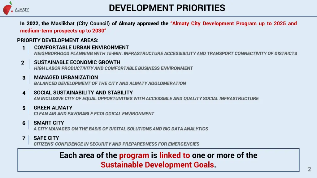 development priorities