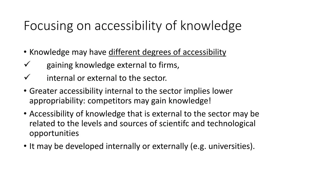 focusing on accessibility of knowledge
