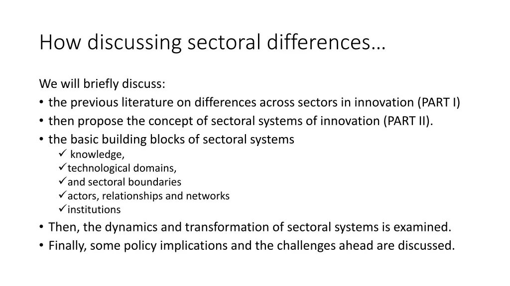 how discussing sectoral differences