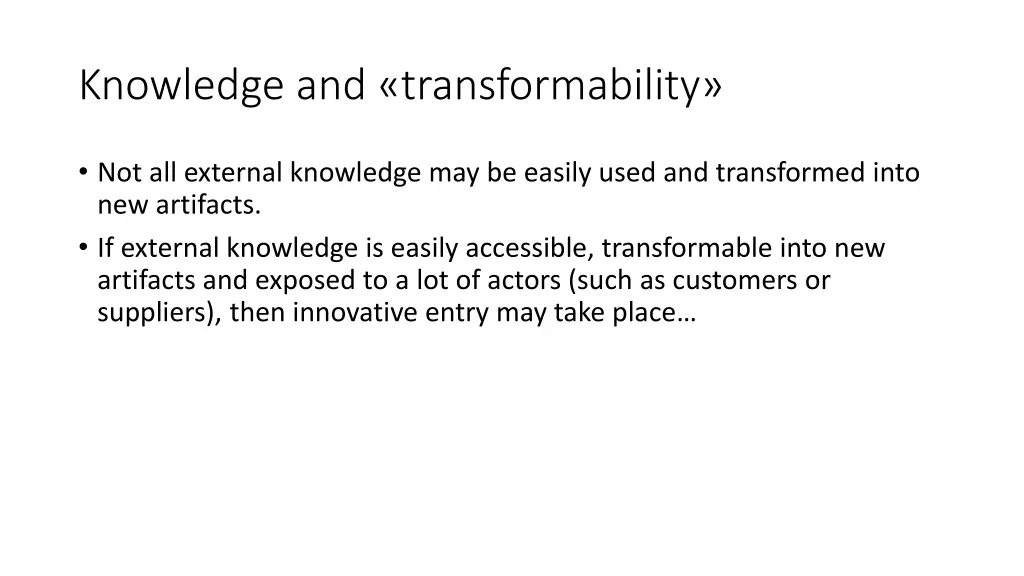knowledge and transformability