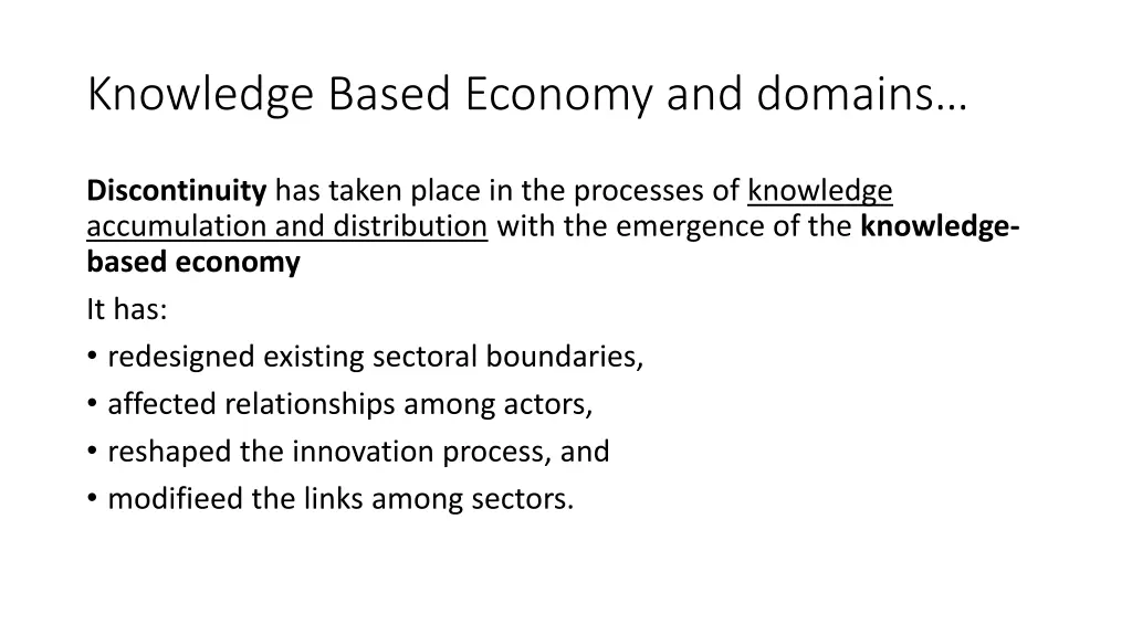 knowledge based economy and domains