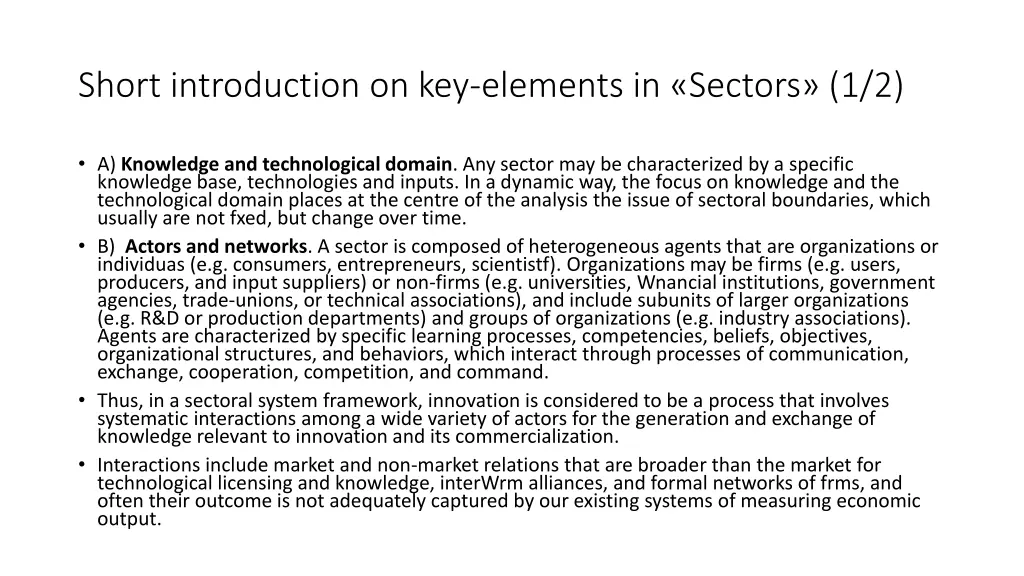 short introduction on key elements in sectors 1 2