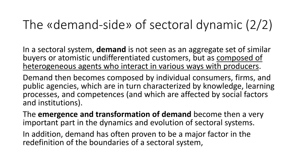 the demand side of sectoral dynamic 2 2
