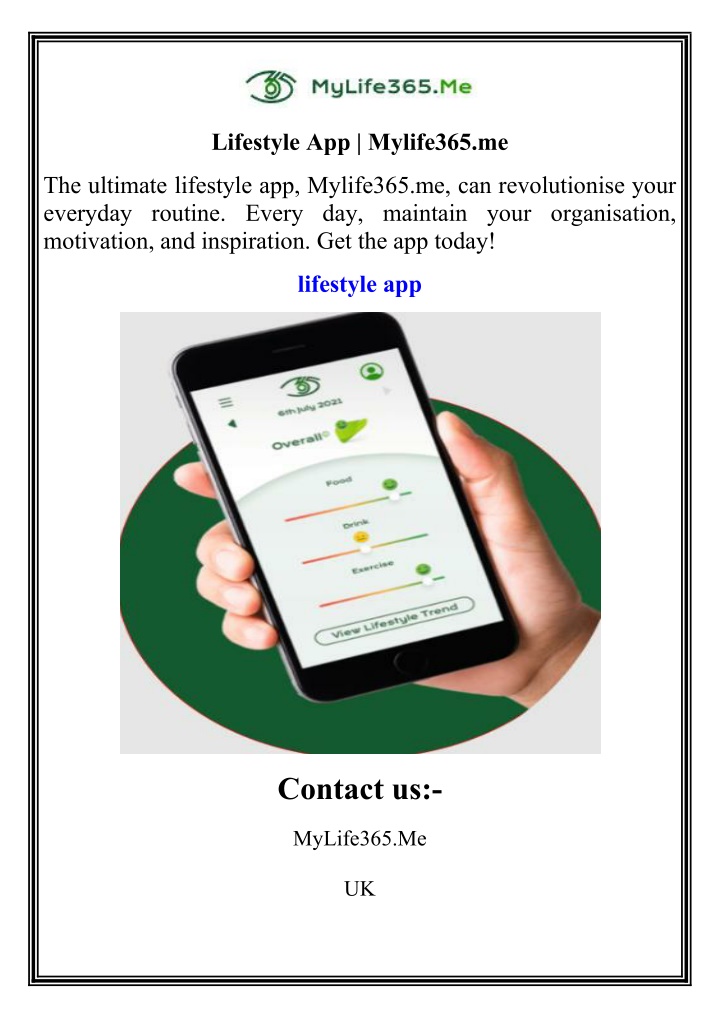 lifestyle app mylife365 me