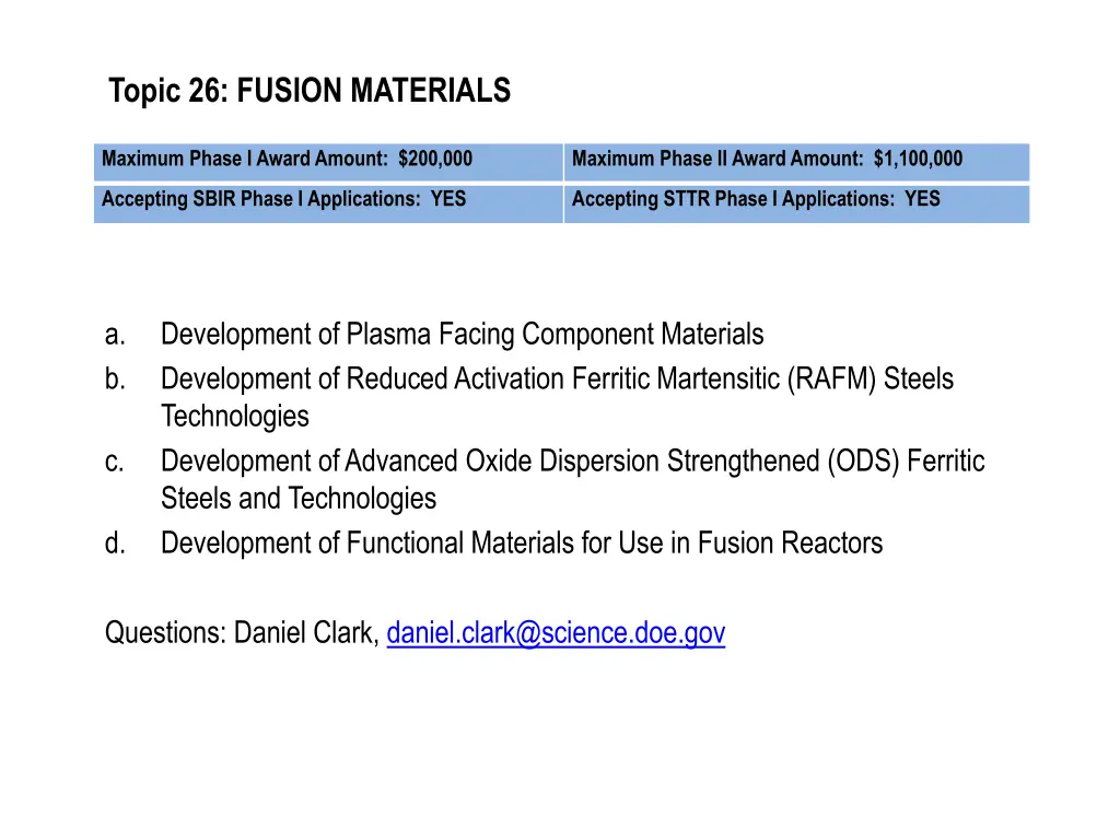 topic 26 fusion materials