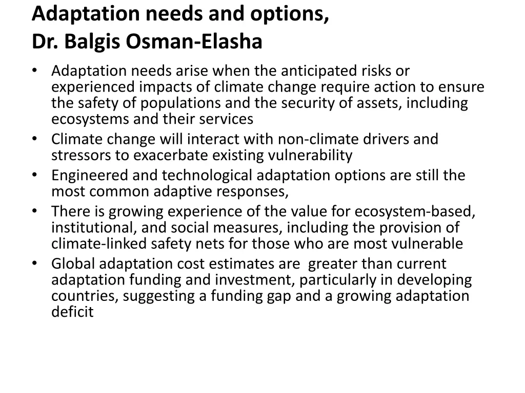 adaptation needs and options dr balgis osman