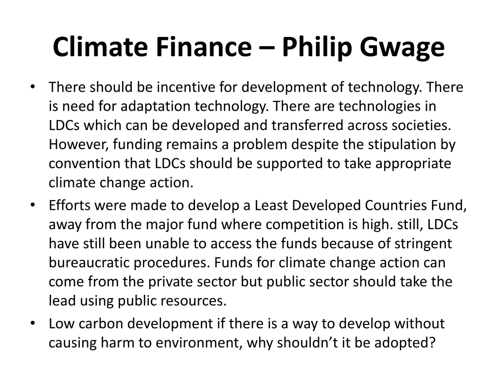 climate finance philip gwage 1