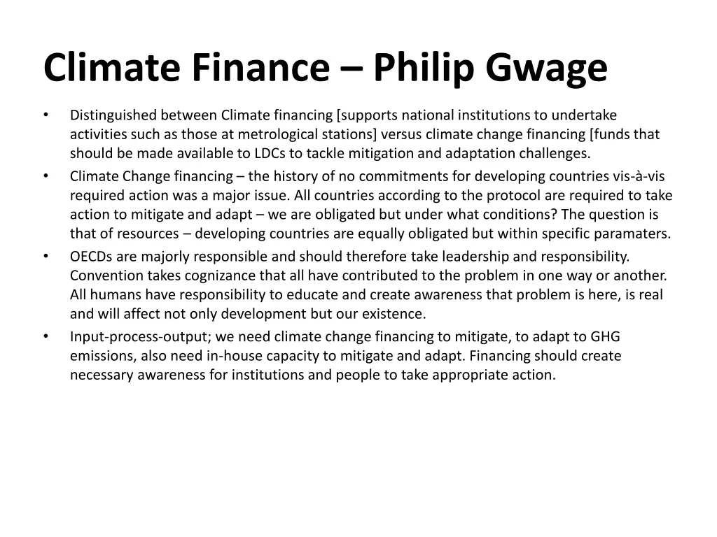 climate finance philip gwage