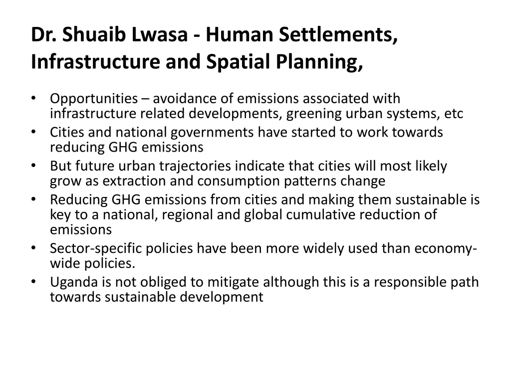 dr shuaib lwasa human settlements infrastructure 1