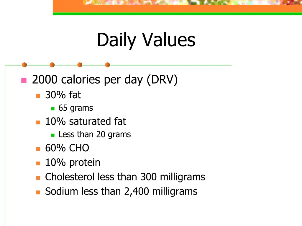daily values