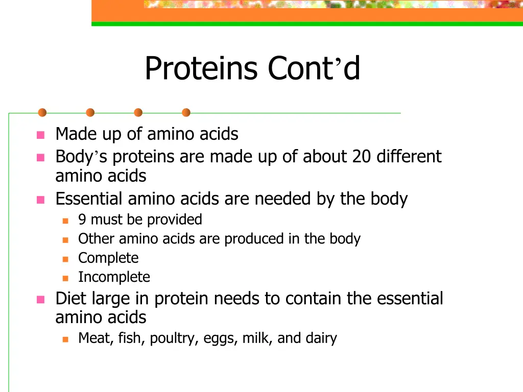 proteins cont d