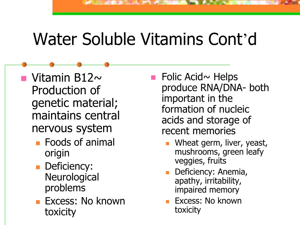 water soluble vitamins cont d 2