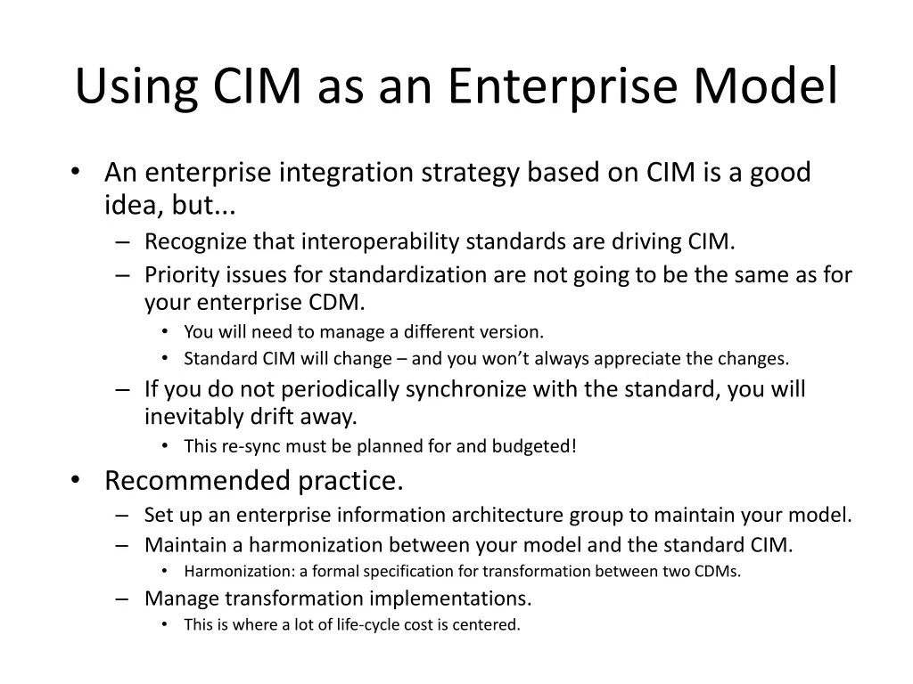 using cim as an enterprise model