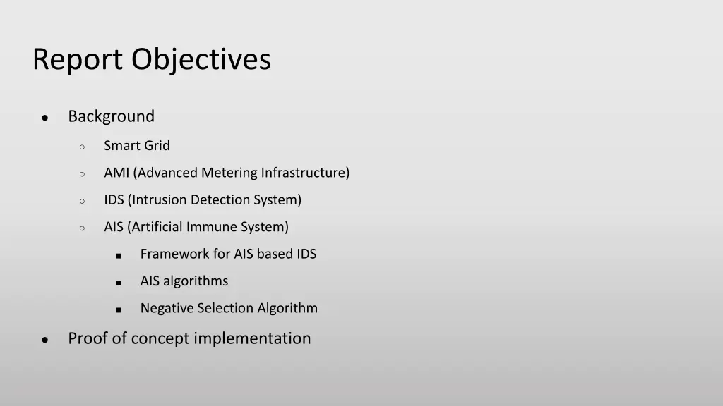 report objectives