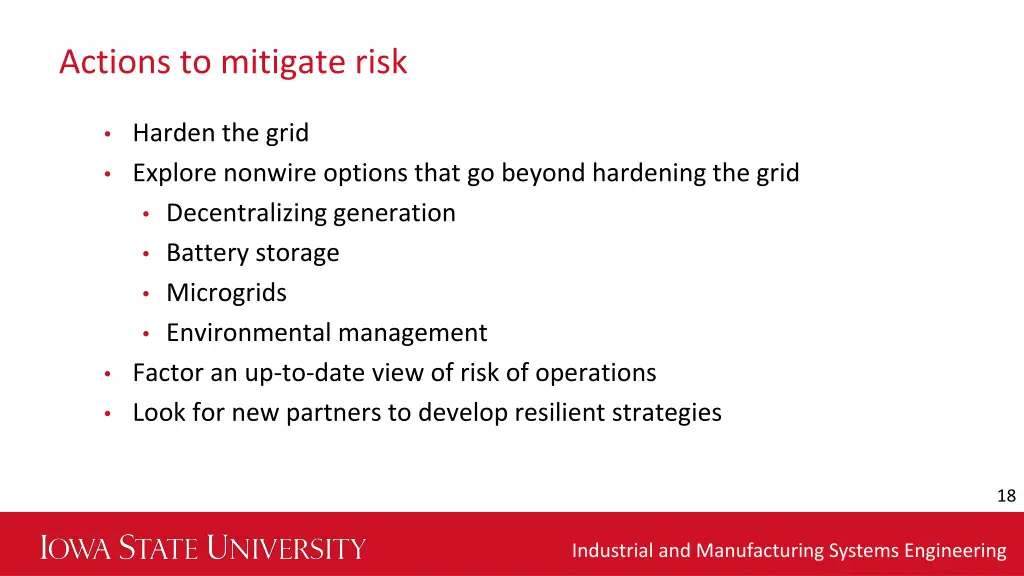 actions to mitigate risk