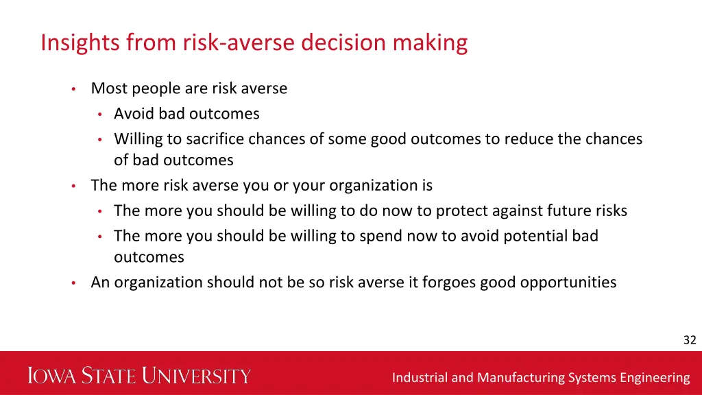 insights from risk averse decision making