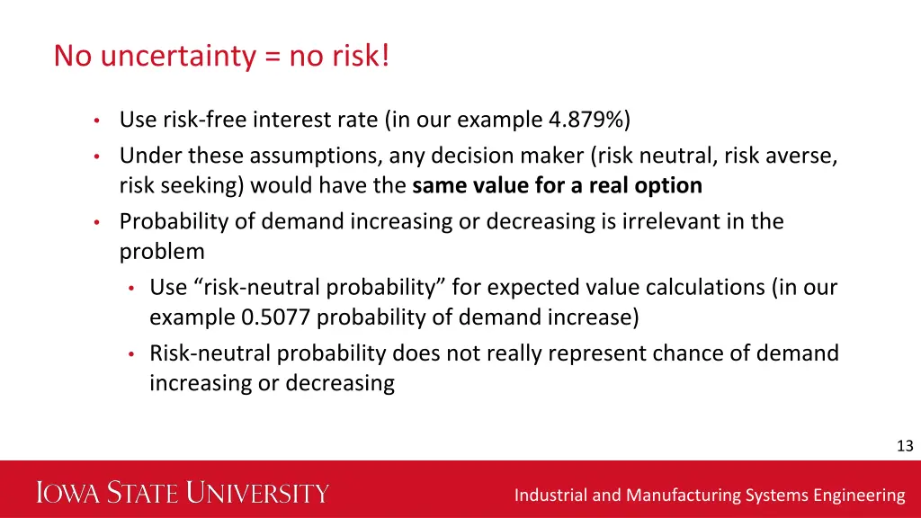 no uncertainty no risk