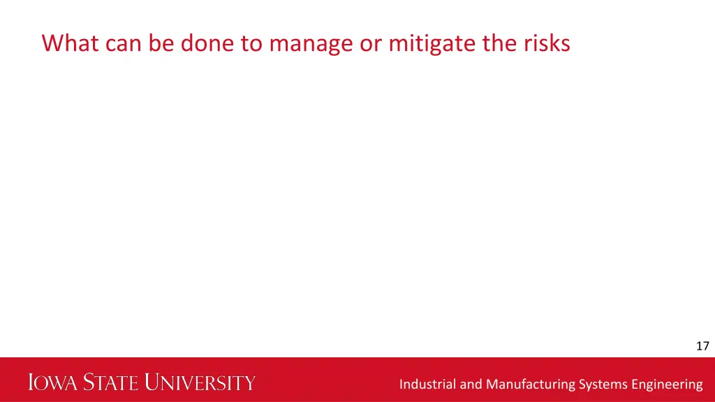 what can be done to manage or mitigate the risks