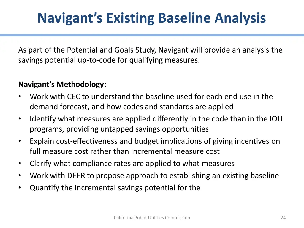 navigant s existing baseline analysis