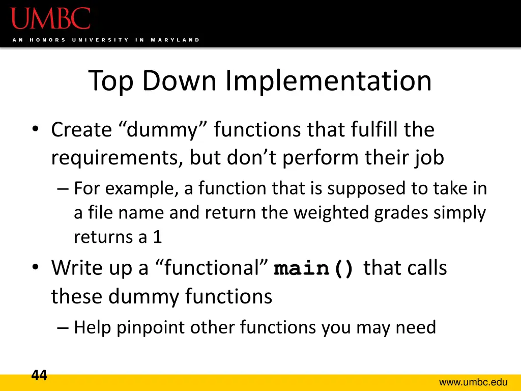 top down implementation