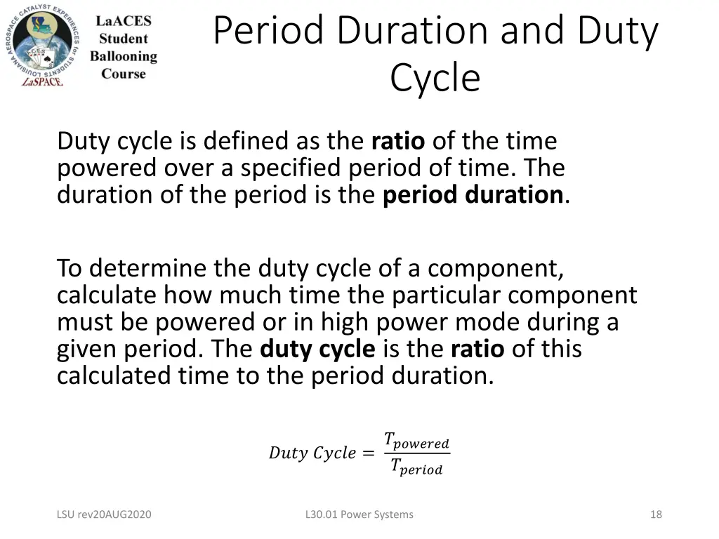 period duration and duty cycle