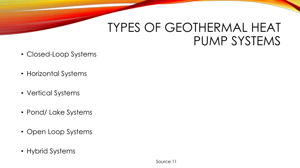types of geothermal heat pump systems